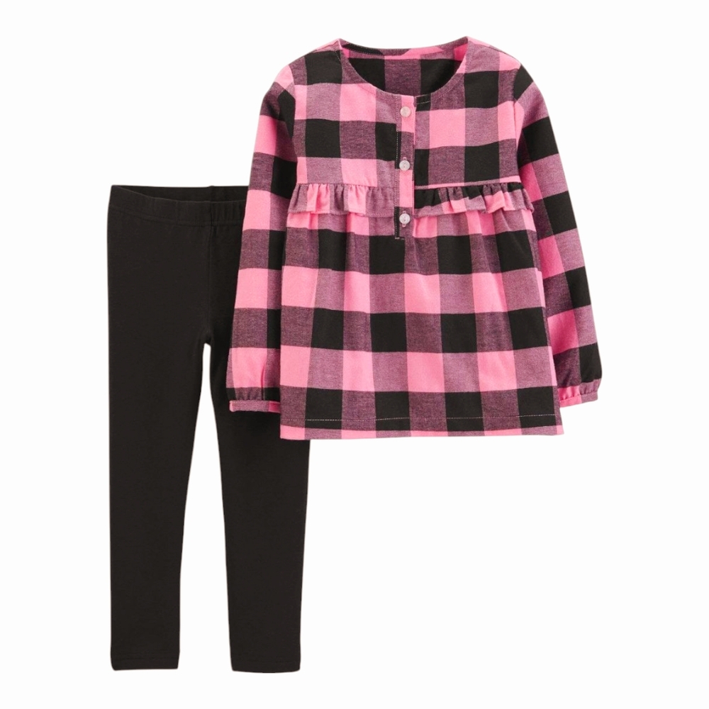 Pink and Black Plaid Kids Pajamas